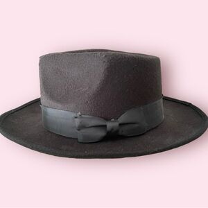 Wool Felt Crushable Fedora Black Hat Unisex as is